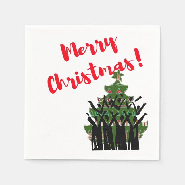 Serviette En Papier Papier Napkins Joyeux Noël Carol Chorale Chorale (Devant)