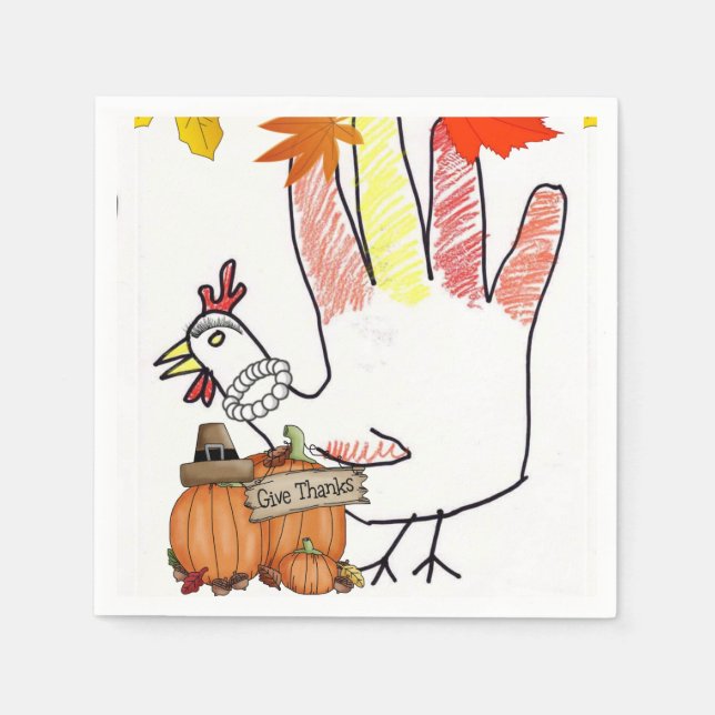 Serviette En Papier Papier Napkins Thanksgiving (Devant)