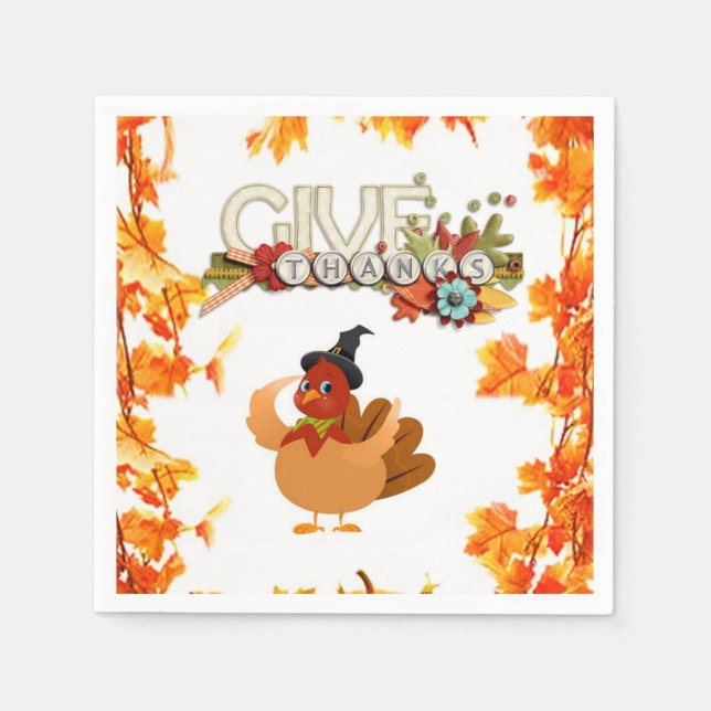 Serviette En Papier Papier Napkins Thanksgiving (Devant)