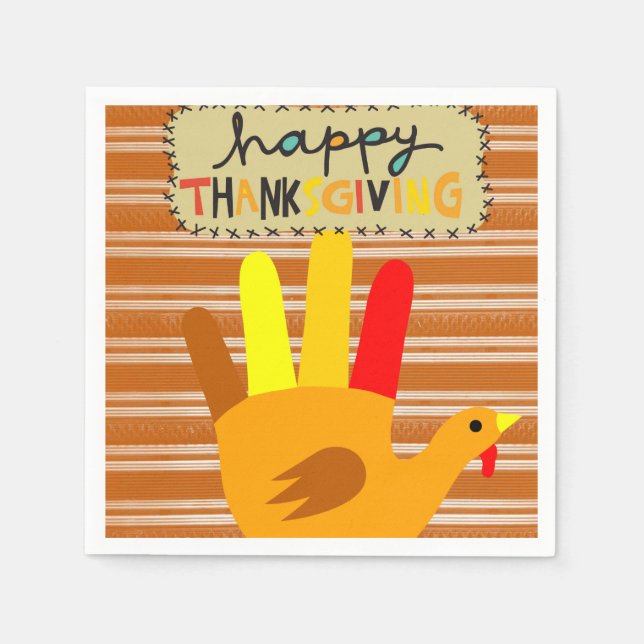 Serviette En Papier Papier Napkins Thanksgiving (Devant)