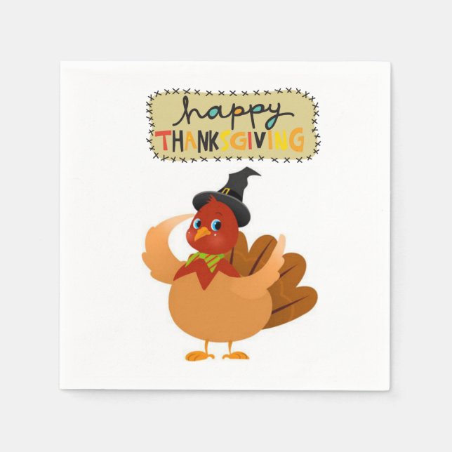 Serviette En Papier Papier Napkins Thanksgiving (Devant)