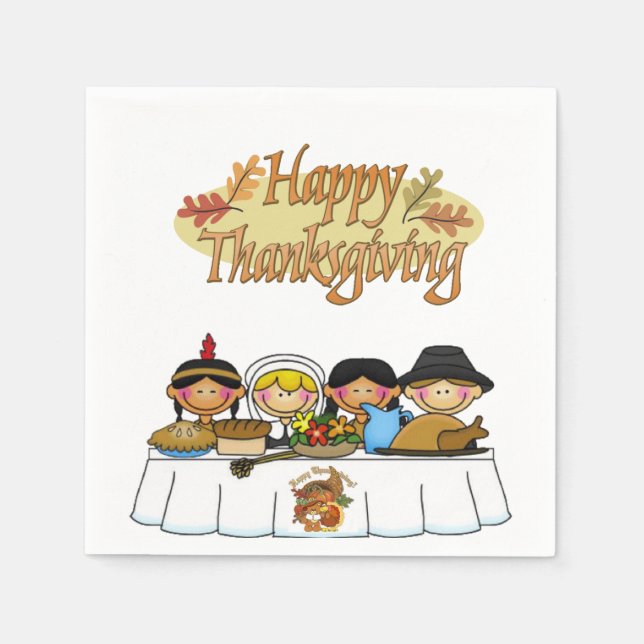 Serviette En Papier Papier Napkins Thanksgiving (Devant)