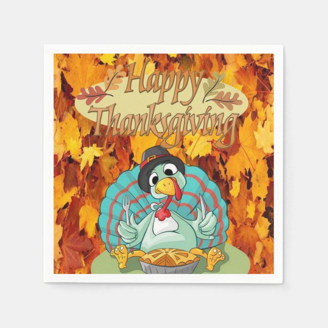 Serviette En Papier Papier Napkins Thanksgiving (Devant)