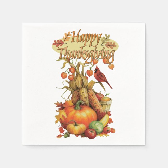 Serviette En Papier Papier Napkins Thanksgiving (Devant)