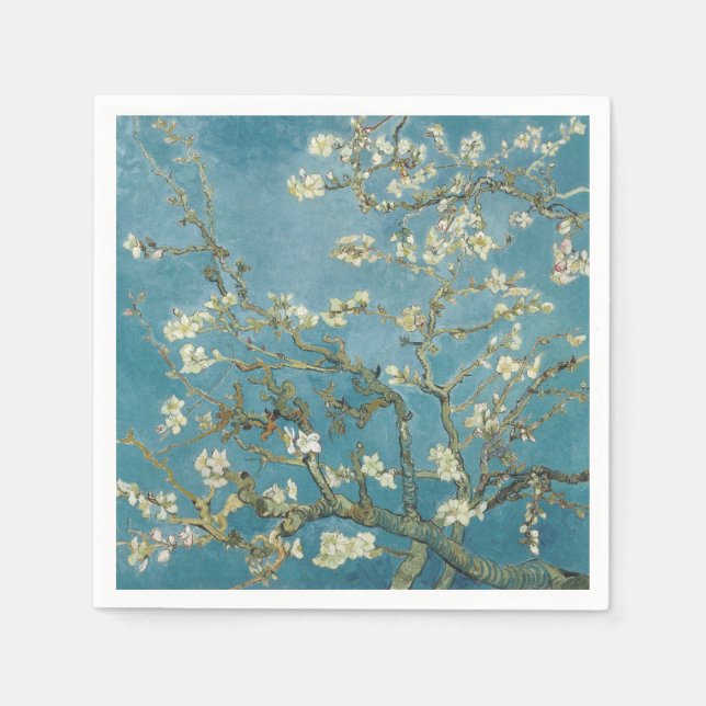 SERVIETTE EN PAPIER PAPIER NAPKINS : VAN GOGH : ALMOND BLOSSOMS (Devant)
