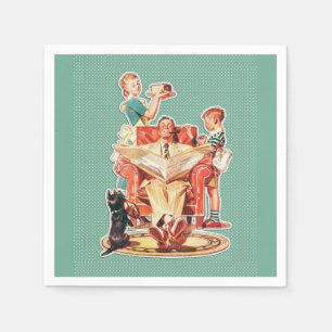 Serviette En Papier Papier Napkins Vintage les années 50 Retro Famille