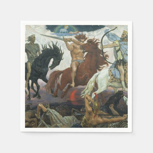 Serviette En Papier Papier Naples Quatre cavaliers Apocalypse Vasnetso (Devant)