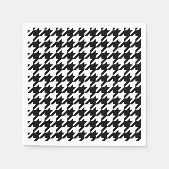 Serviette En Papier Papier noir Houndstooth Napkins (Devant)
