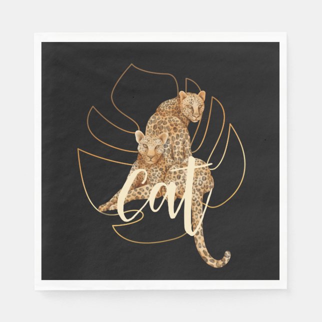 Serviette En Papier Papier noir léopard (Devant)