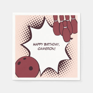 Serviette En Papier Papier Nom Bowling Joyeux Anniversaire