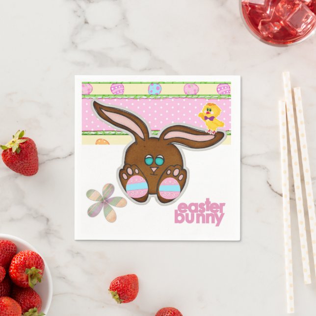 Serviette En Papier Papier, oeufs de lapin de Pâques (En situation)