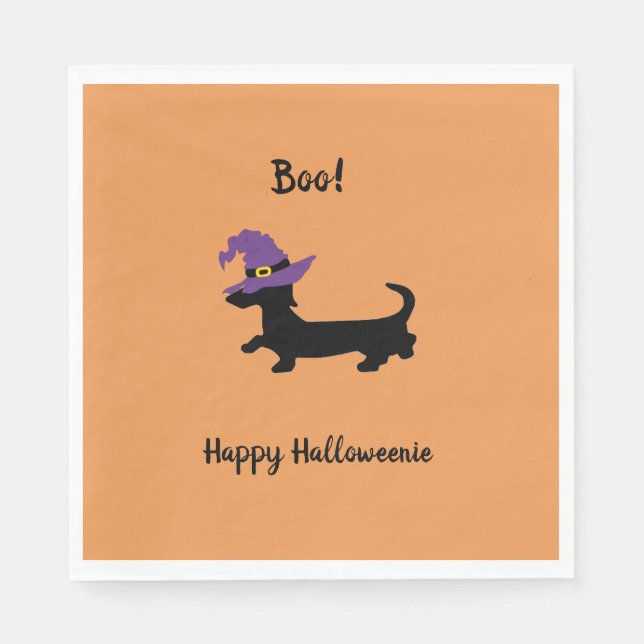 Serviette En Papier Papier Orange Dachshund Halloween Napkins (Devant)