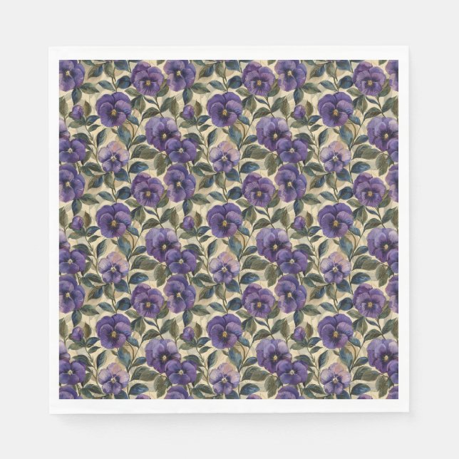 Serviette En Papier Papier Pansé Violet Pansa Napkins (Devant)