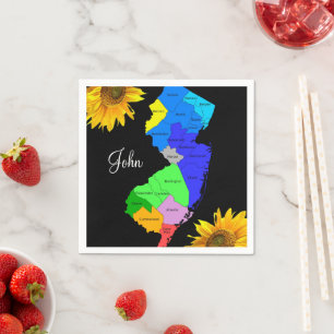 Serviette En Papier Papier Papier Carte du New Jersey tournesol