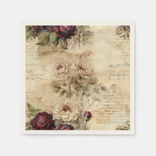 Serviette En Papier Papier parchemin floral lettre d'amour victorienne