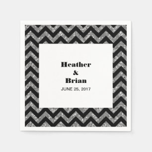 Serviette En Papier Papier Parties scintillant Chevron Argent