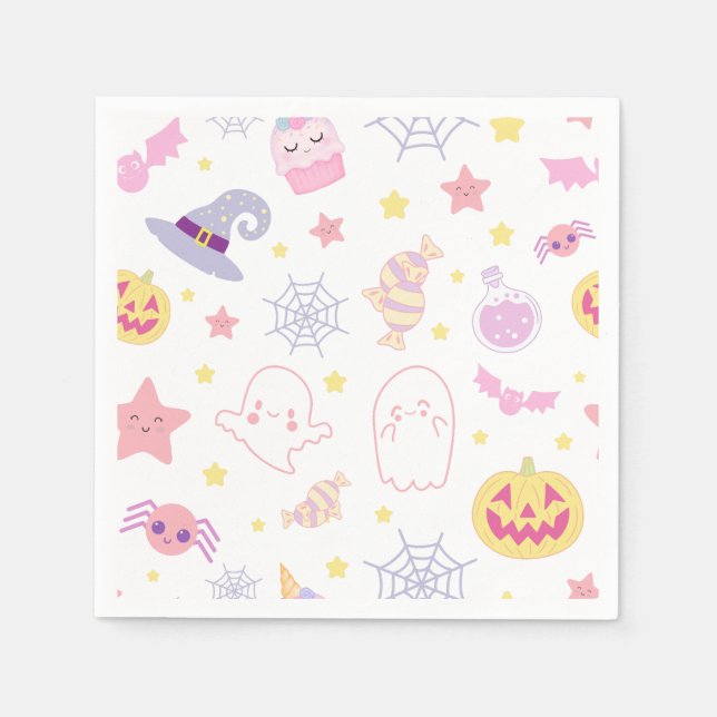 Serviette En Papier Papier pasteloween mignon Halloween (Devant)