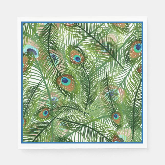 Serviette En Papier Papier Peacock plumes serviettes (Devant)