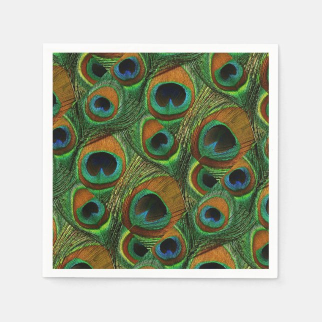 Serviette En Papier Papier Peacock - Vert, Bleu, Turquoise (Devant)