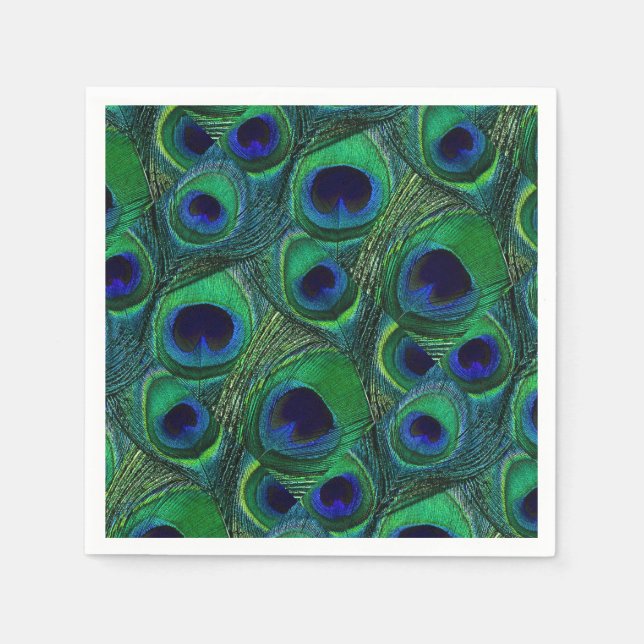 Serviette En Papier Papier Peacock Vert, Bleu, Violet (Devant)