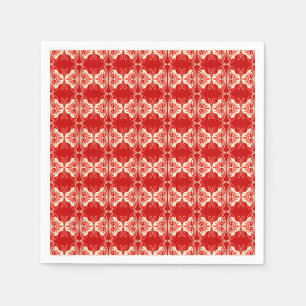 Serviette En Papier Papier peint Art Déco motif - rouge et blanc