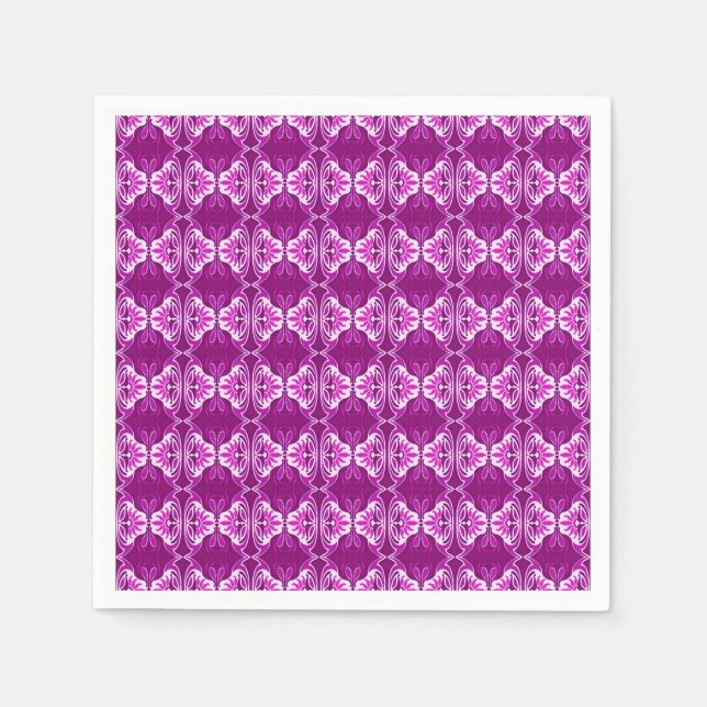 Serviette En Papier Papier peint Art Déco motif - violet et blanc (Devant)