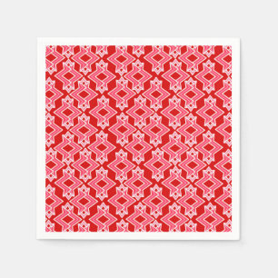 Serviette En Papier Papier peint Art Déco, rouge foncé et rose