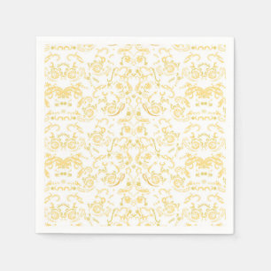 Serviette En Papier papier peint blanc et or avec un motif