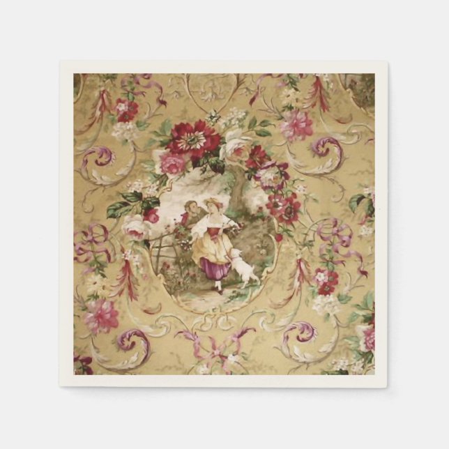 Serviette En Papier Papier peint floral victorien (Devant)