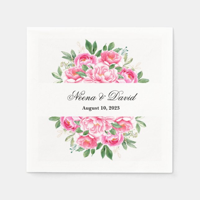 Serviette En Papier Papier Peonées rose-serviettes (Devant)