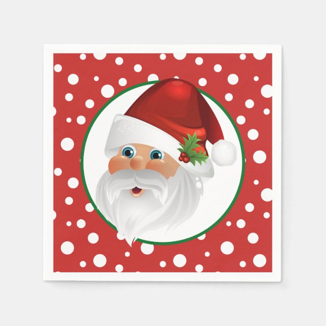 Serviette En Papier Papier Père Noël de Noël (Devant)