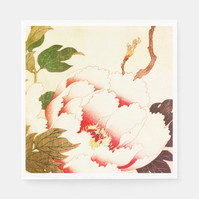 SERVIETTE EN PAPIER PAPIER PERSONNALISABLE NAPKIN FLEURS BLANCHES (Devant)