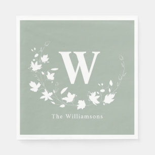 Serviette En Papier Papier personnalisé avec monogramme floral vert sa