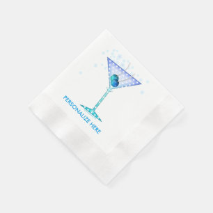 SERVIETTE EN PAPIER PAPIER PERSONNALISÉ COCKTAIL NAPKINS, BLUE MARTINI