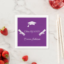 Papier personnalisé de graduation violet et blanc