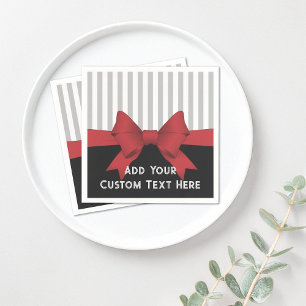 Serviette En Papier Papier personnalisé moderne ruban rouge et rayure