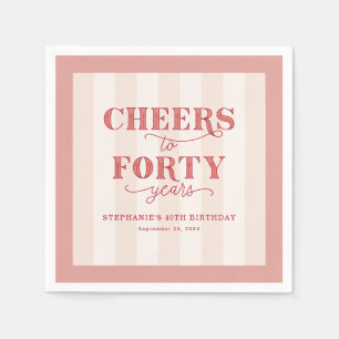 Serviette En Papier Papier personnalisé rose 40e anniversaire Napkin