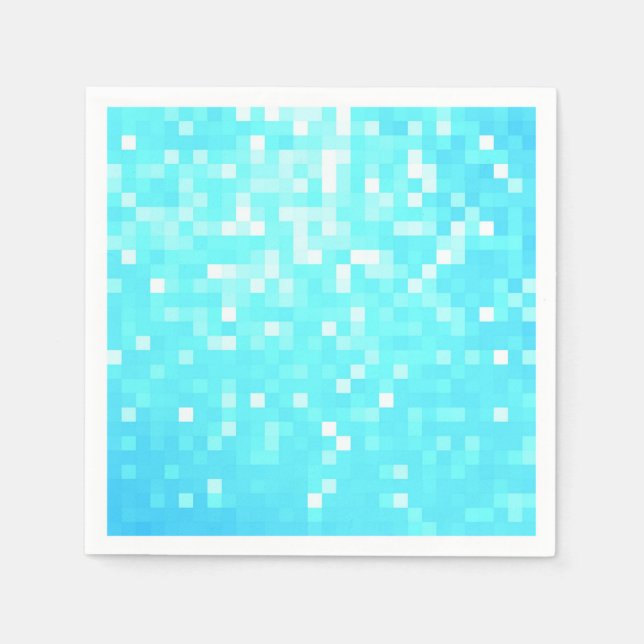 Serviette En Papier Papier Pixels Aqua Turquoise (Devant)