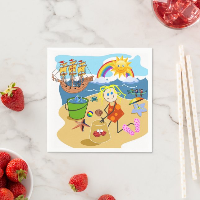 Serviette En Papier Papier, Plage Sun Rainbow Napkins (En situation)