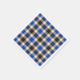 Serviette En Papier Papier plat bleu marine et noir Tartan