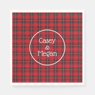 Serviette En Papier Papier plat classique Tartan rouge Napkin