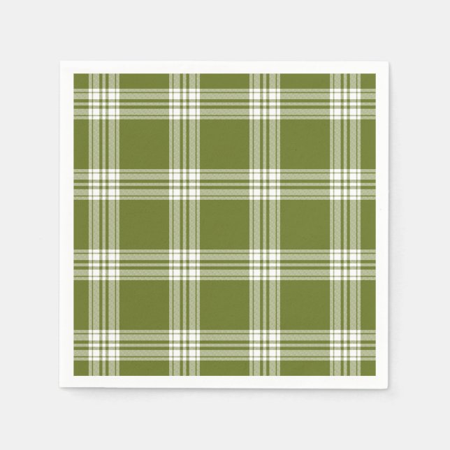 Serviette En Papier Papier plat Tartan vert moderne (Devant)