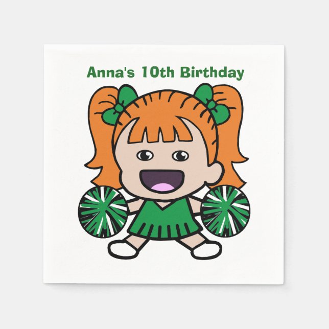 Serviette En Papier Papier Pom-pom girl vert serviettes (Devant)