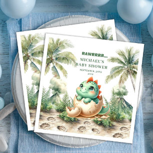 Serviette En Papier Papier pour Baby Shower Bébé Dino Adorable Qui Va 