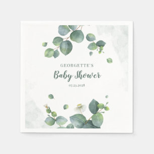 Serviette En Papier Papier pour Baby Shower Botanique à Feuillage d'Eu