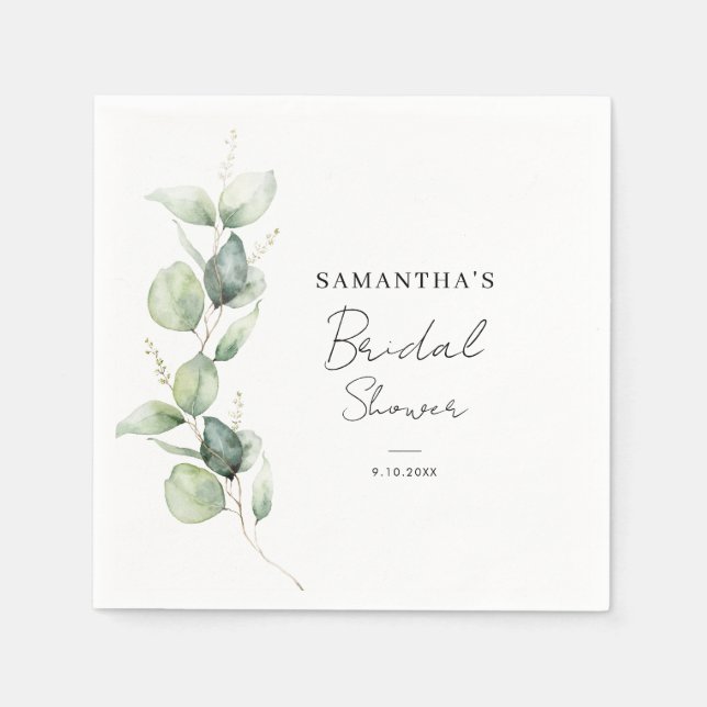 Serviette En Papier Papier pour Baby Shower Botanique Eucalyptus (Devant)