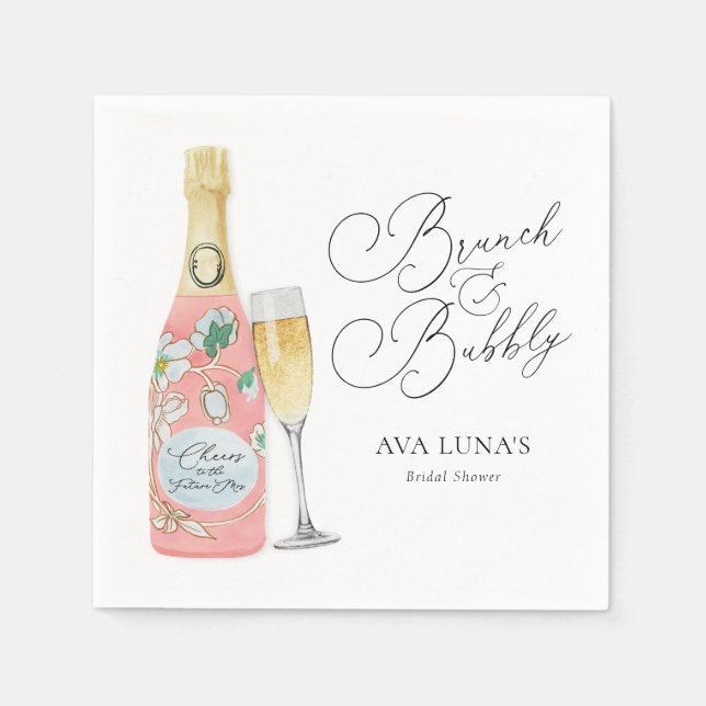 Serviette En Papier Papier pour Baby Shower de Fille avec Brunch et Ch (Devant)