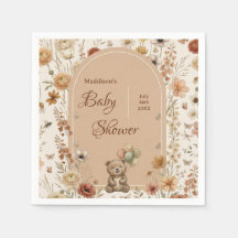 Papier pour Baby Shower Fleur Bohème à Arche en Te