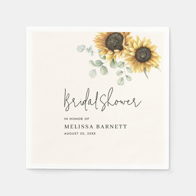 Serviette En Papier Papier pour Baby Shower Fleurs de Tournesol et Euc (Devant)