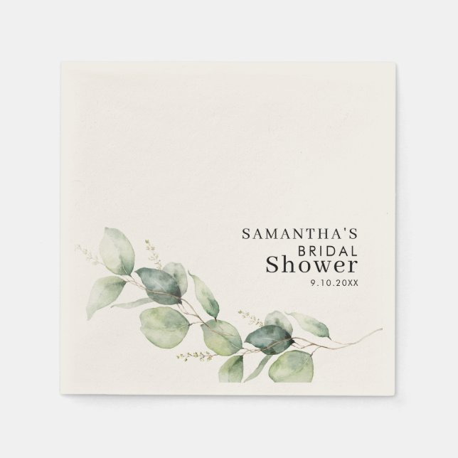 Serviette En Papier Papier pour Baby Shower sur le thème de l'eucalypt (Devant)